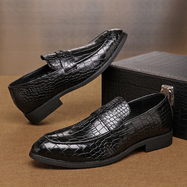 Savona Crocodile-Embossed Faux Leather Loafers