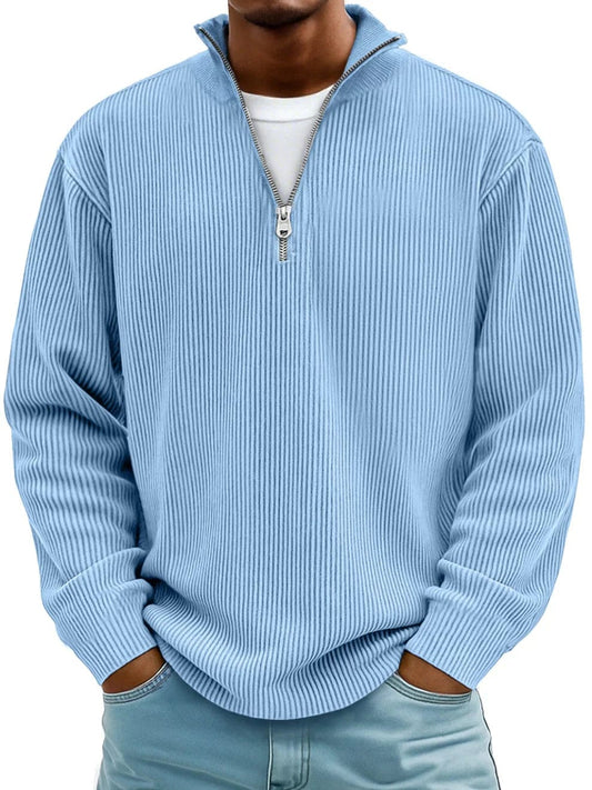 Ribbed Half-Zip Pullover