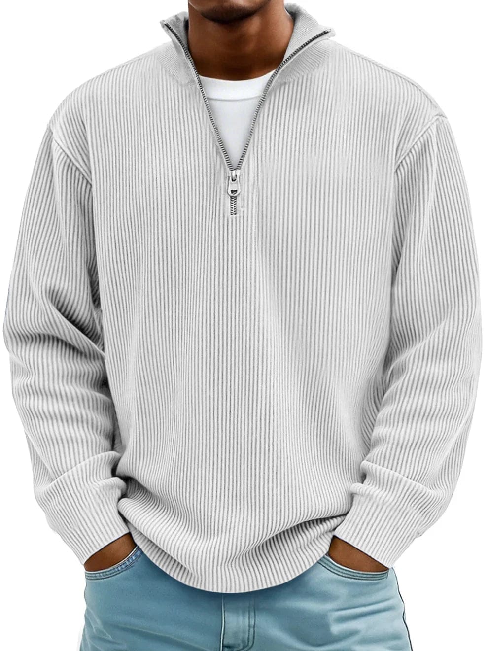 Ribbed Half-Zip Pullover