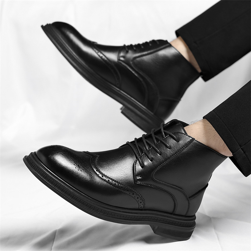 Regency Faux Leather Brogue Boots