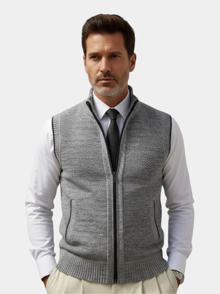 Elegant Full-Zip Sweater Vest