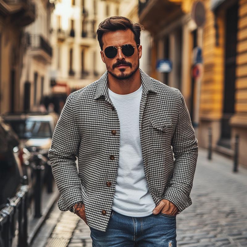 Kent Houndstooth Shirt Jacket